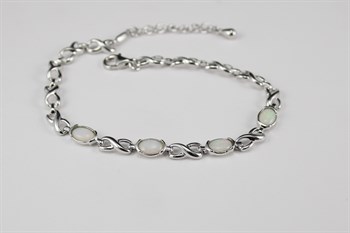 Sterling Silver Solid Opal Bracelet