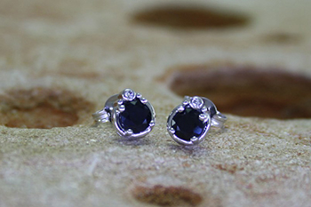 Australian Sapphire & Diamond Earrings
