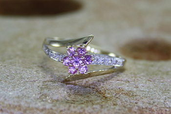 Pink Sapphire & Diamond Ring