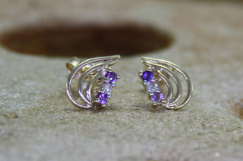 Amethyst & Diamond Studs