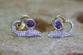 Amethyst & Diamond Studs