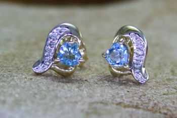 Blue Topaz & Diamond Studs
