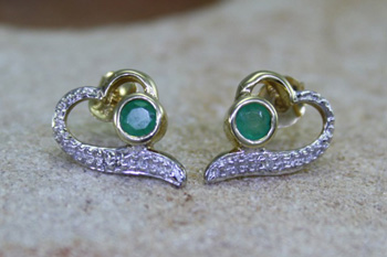 Emerald & Diamond Studs