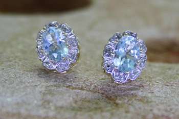 Blue Topaz & Diamond Studs