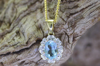 Blue Topaz & Diamond Pendant
