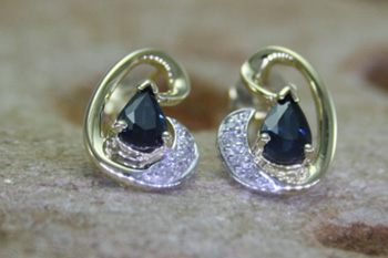 Australian Sapphire & Diamond Earrings